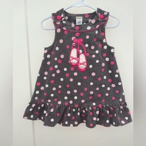 vintage 2012 Gymboree polka dot ballet slipper corduroy jumper sz 2T EUC LN